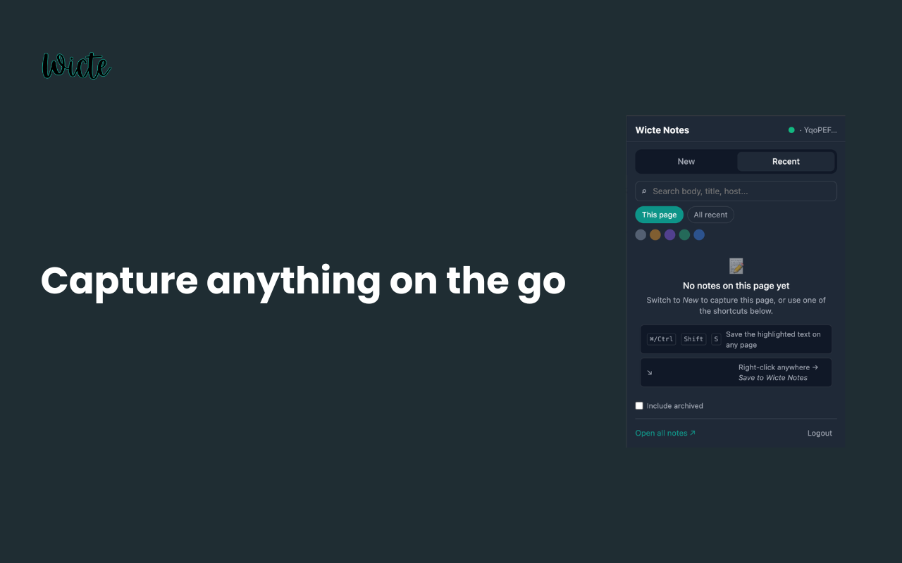 Wicte Notes extension in action